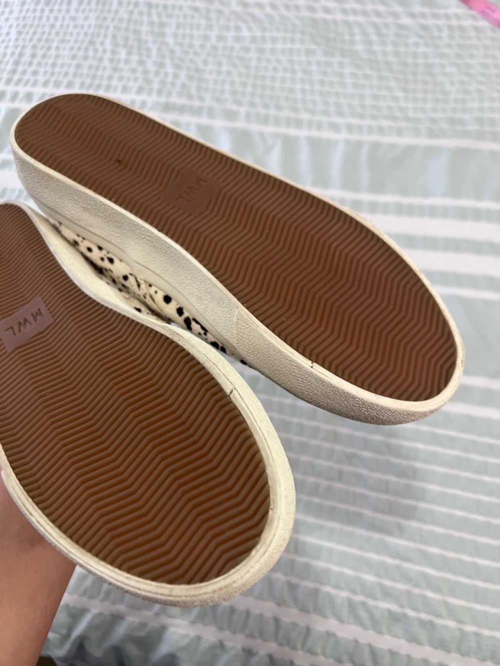 Slip-On Spatter-Print Calf Hair Sneakers - White/Black - Picture 6 of 9